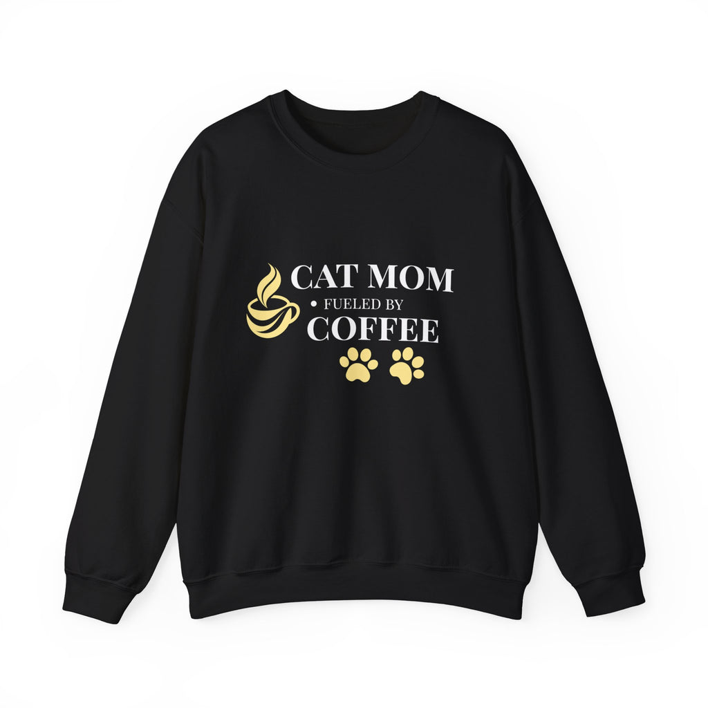 Cat Mom Fueled by Coffee Sweatshirt | Funny Cat Mom Gift | Cat Lover Crewneck