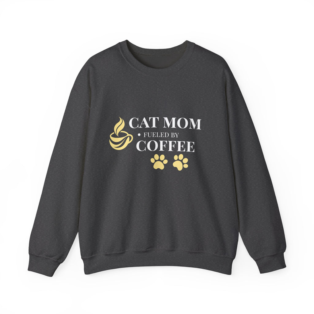 Cat Mom Fueled by Coffee Sweatshirt | Funny Cat Mom Gift | Cat Lover Crewneck