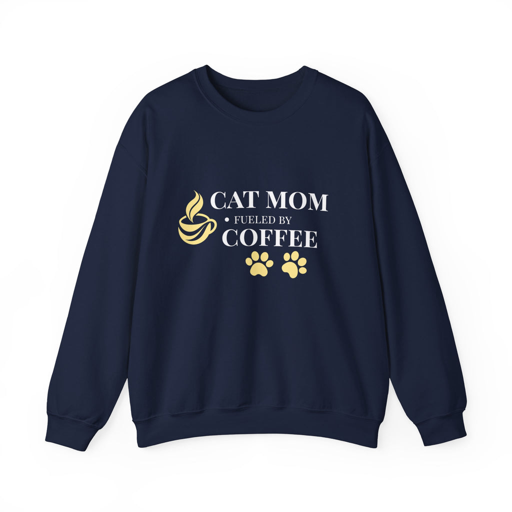 Cat Mom Fueled by Coffee Sweatshirt | Funny Cat Mom Gift | Cat Lover Crewneck