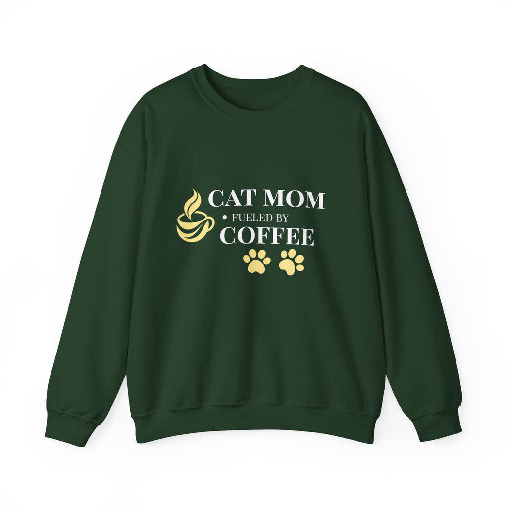 Cat Mom Fueled by Coffee Sweatshirt | Funny Cat Mom Gift | Cat Lover Crewneck