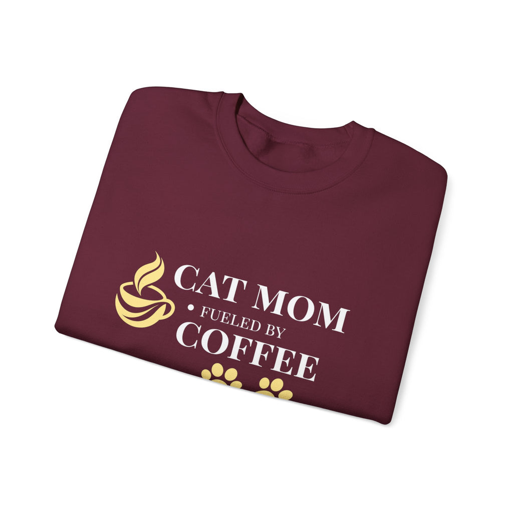 Cat Mom Fueled by Coffee Sweatshirt | Funny Cat Mom Gift | Cat Lover Crewneck